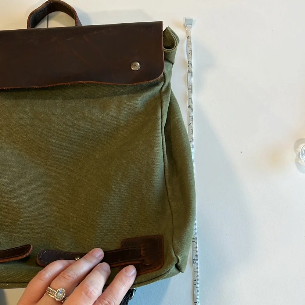 Olive Green Canvas Backpack - Classic,‎ 11x4” depth
